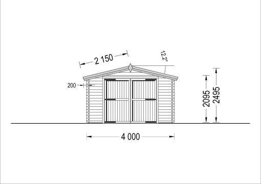 Garāža 24 m² (4 m x 6 m), 44 mm