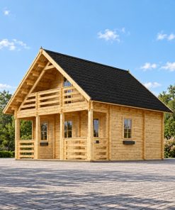 koka māja ar mansardu