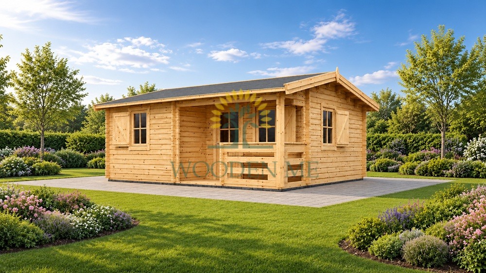 Dārza mājiņa NANTES (44 mm), 6 × 4,7 m, 24 m² + 3,5 m² terase