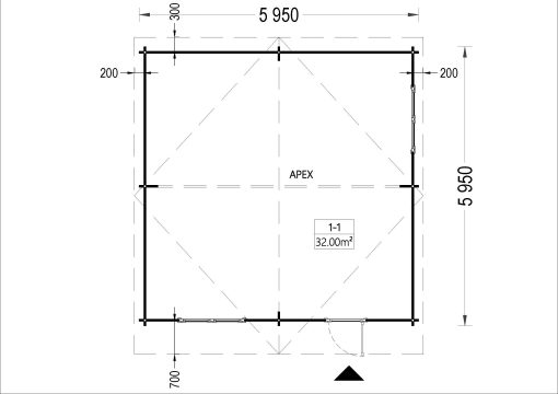 Dārza māja DREUX (5.95 m x 5.95 m), 44 mm