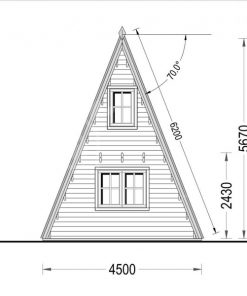 Dārza māja TIPI (4.5m x 7m), 44 mm