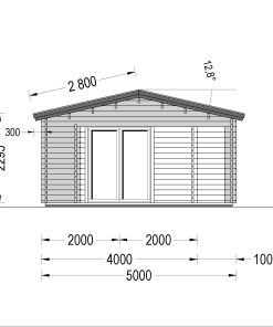 Dārza māja ANNA (7.5 m x 5 m) ar terasi, 44 mm