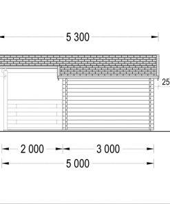Dārza māja ISLA 15m² + 7,25m² terase - brėžinys iš kito šono