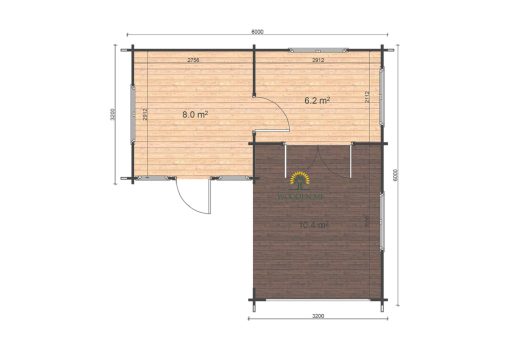 Dārza mājiņa SUZY 3.2x6, 44 mm
