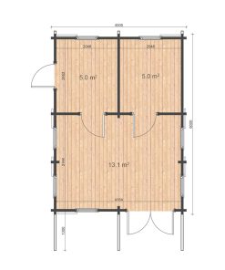 Koka mājiņa ar lofts - TORINO (4.5 m x 6 m)