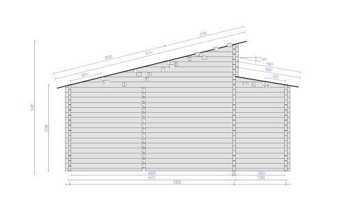 Divvietīga garāža Favori (5.7m x 7.7m) 43.7 m²; apbūves izmērs (8 m x  5.95 m) 47.6 m²
