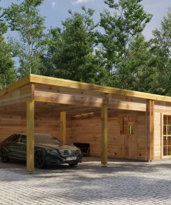 Tivoli – Divvietīga nojumes tipa garāža ar studiju (5.95 × 9.5 m), 44 mm ar plakano jumtu