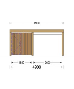 Nojume ar škūni un sānu sienu LUNA F PLUS (4,9×5,6 m)