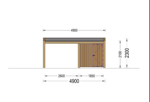 Nojume ar škūni un sānu sienu LUNA F PLUS (4,9×5,6 m)