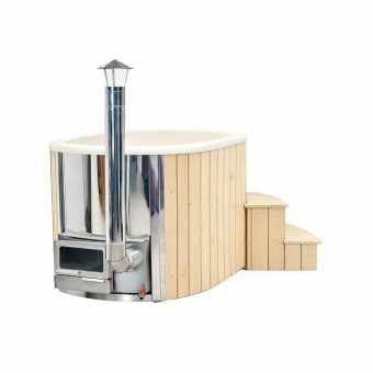 Stikla šķiedras Ofuro kubls 120 × 190 cm ar integrētu krāsni