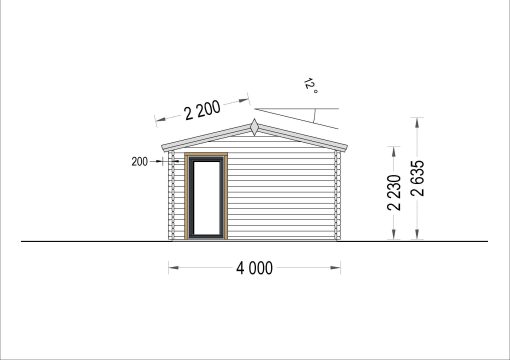 Dārza māja MARION (44 mm), 7.5×4 m, 30 m²