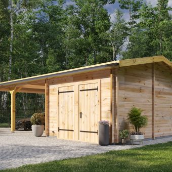 Garāža ar divvietīgu nojumi 57m², 44 mm