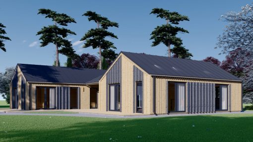 SCARLET koka māja 139 m² (16,9 × 14,2 m), 44 mm + apšuvums