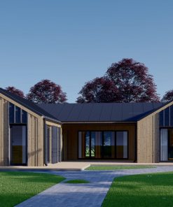 SCARLET koka māja 139 m² (16,9 × 14,2 m), 44 mm + apšuvums