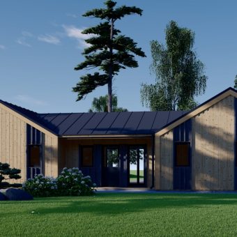 SCARLET koka māja 139 m² (16,9 × 14,2 m), 44 mm + apšuvums