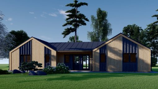 SCARLET koka māja 139 m² (16,9 × 14,2 m), 44 mm + apšuvums