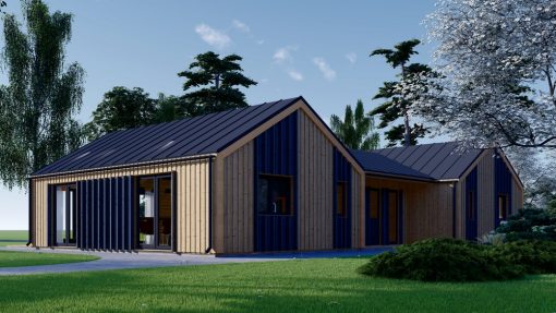 SCARLET koka māja 139 m² (16,9 × 14,2 m), 44 mm + apšuvums