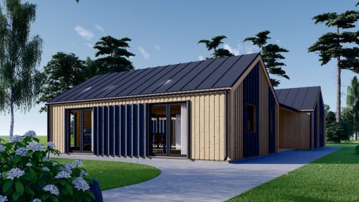 SCARLET koka māja 139 m² (16,9 × 14,2 m), 44 mm + apšuvums