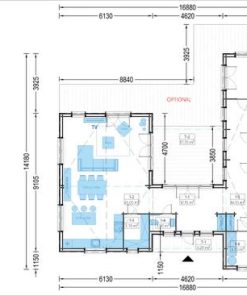 SCARLET koka māja 139 m² (16,9 × 14,2 m), 44 mm + apšuvums