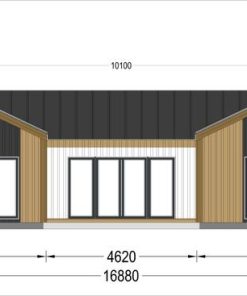 SCARLET koka māja 139 m² (16,9 × 14,2 m), 44 mm + apšuvums