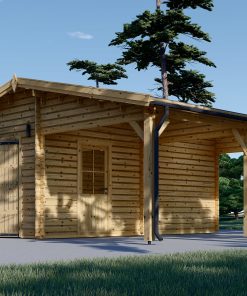 Kompakta koka garāža (4m x 6m) ar auto nojumi (3m x 6m), 44 mm, 40 m²