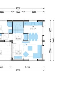 Divstāvu koka māja DORIS (80 m²) | 44+44 mm dubultās sienas