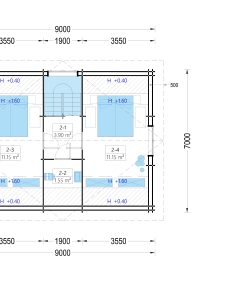 Divstāvu koka māja DORIS (80 m²) | 44+44 mm dubultās sienas