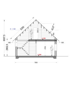 Divstāvu koka māja DORIS (80 m²) | 44+44 mm dubultās sienas