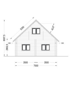 Divstāvu koka māja DORIS (80 m²) | 44+44 mm dubultās sienas