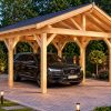 Koka auto nojume Carport-Niki (23 m²) | Divslīpju jumts