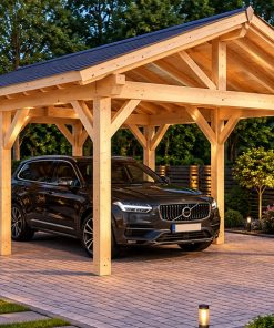 Koka auto nojume Carport-Niki (23 m²) | Divslīpju jumts