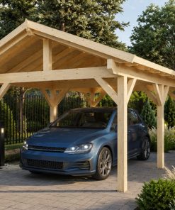 Koka auto nojume Carport-Niki (23 m²) | Divslīpju jumts